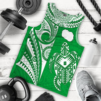 Rarotonga Cook Islands Men Tank Top Turtle and Map Style Green LT13 Green - Polynesian Pride
