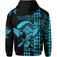 Custom Hawaii Polynesian Warrior Kakau Hoodie Blue LT6 - Polynesian Pride