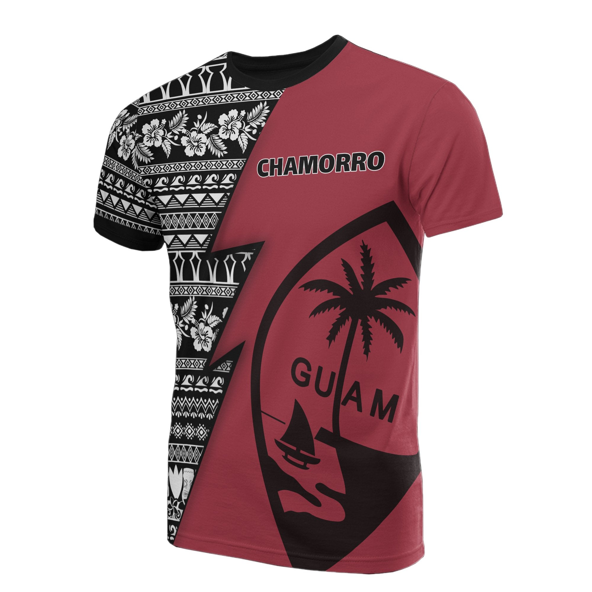 Guam All Over T Shirt Guam Coat of Arms Chamorro Pattern Red Style Unisex Red - Polynesian Pride