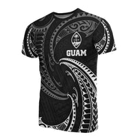 Guam Polynesian T Shirt White Tribal Wave Unisex Black - Polynesian Pride