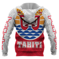 Tahiti All Over Custom Zip Hoodie Coat of Arm - Polynesian Pride