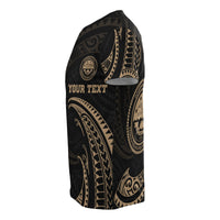 Federated States of Micronesia All Over Custom T Shirt Gold Tribal Wave - Polynesian Pride