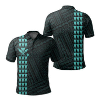 Hawaiian Kakau Polo Shirt - Simple Style Full Color LT6 Unisex Teal - Polynesian Pride