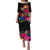 Cook Islands Hibiscus Polynesian Tribal Puletasi Dress - LT12 Long Dress Black - Polynesian Pride