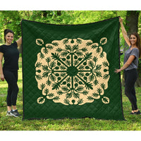 Hawaiian Quilt Alpinia Purpurata Premium Quilt - AH Green - Polynesian Pride