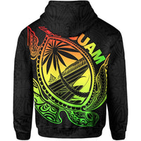 Guam Zip Hoodie Rugby Version Turtle Polynesian Rasta - Polynesian Pride