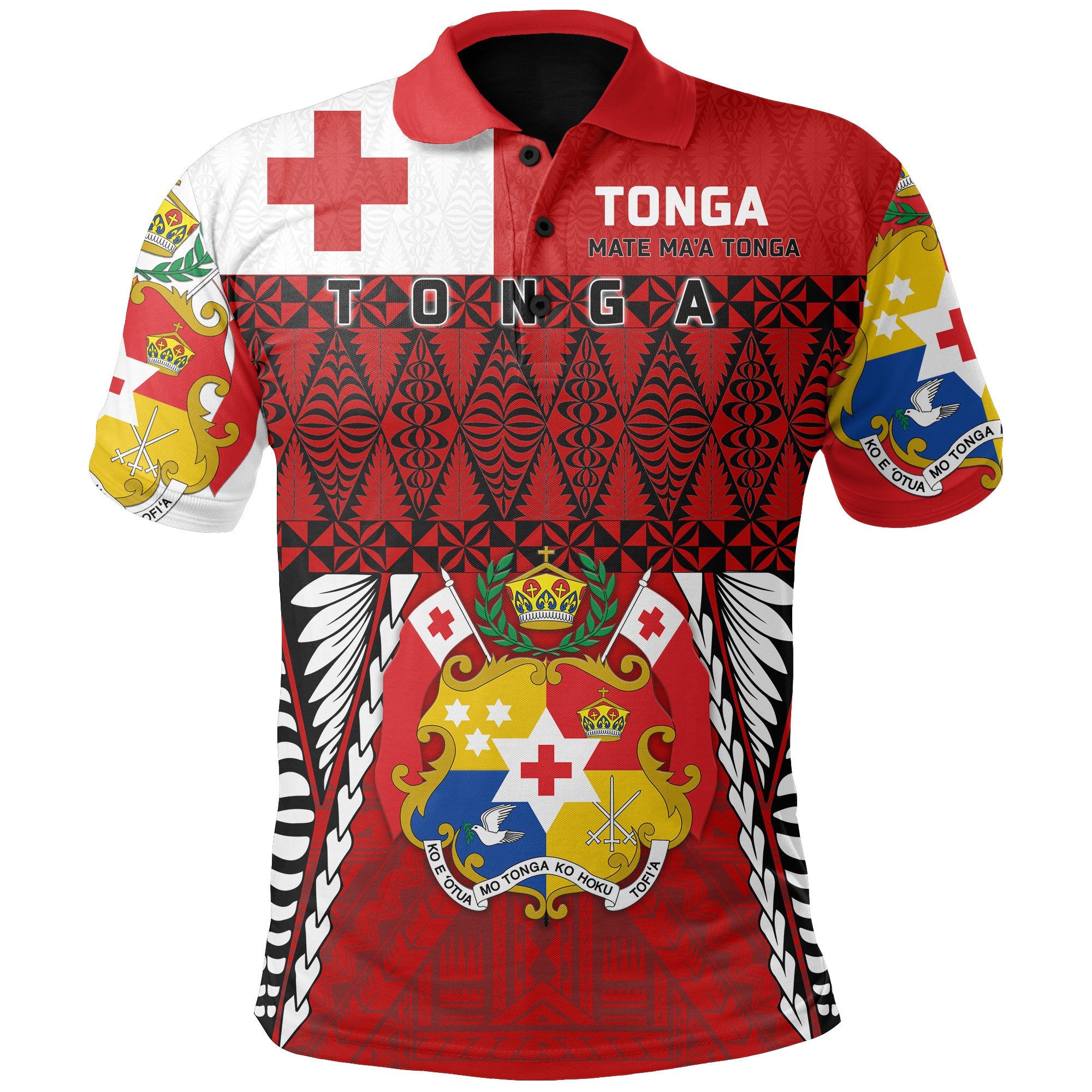 Mate Maa Tonga Tonga Polo Shirt Rugby Style Red - Polynesian Pride