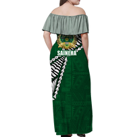 Tonga Saineha High School Tongan Patterns Off Shoulder Long Dress - LT12 - Polynesian Pride