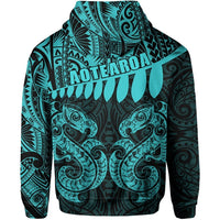 Aotearoa Zip up Hoodie, Maori Manaia Zipper Hoodie Blue - Polynesian Pride
