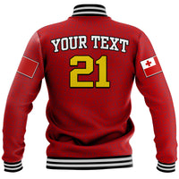 (Custom Personalised) Mate Ma'a Tonga Rugby Baseball Jacket Tongan Kupesi Red Style LT9 - Polynesian Pride