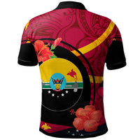 Papua New Guinea Polo Shirt Hela Flag of PNG with Hibicus and Polynesian Culture Polo Shirt - Polynesian Pride