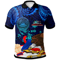 American Samoa Polo Shirt Happy Independence Day Samoa with Eagles Polynesian Patterns LT10 Black - Polynesian Pride