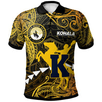 Hawaii Polynesian Polo Shirt Kohala High School Cowboy with Polynesian Patterns LT10 Yellow - Polynesian Pride