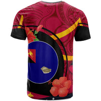 Papua New Guinea T Shirt West New Britain Flag of PNG with Hibicus and Polynesian Culture T Shirt - Polynesian Pride