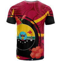 Papua New Guinea T Shirt Hela Flag of PNG with Hibicus and Polynesian Culture T Shirt - Polynesian Pride