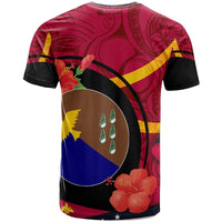 Papua New Guinea T Shirt Manus Flag of PNG with Hibicus and Polynesian Culture T Shirt - Polynesian Pride