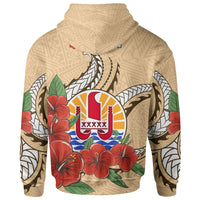 Tahiti Polynesian Hoodie Hibiscus Coat of rm Beige - Polynesian Pride