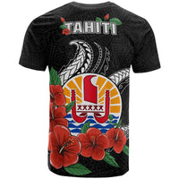 Tahiti Polynesian T Shirt Hibiscus Coat of Arm Black - Polynesian Pride