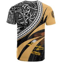 American Samoa Polynesian T Shirt Gold Floral Pattern - Polynesian Pride