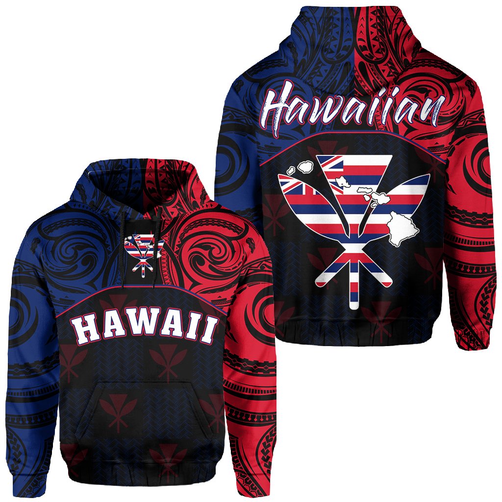 Hawaiian Kanaka Hoodie Flag Nation Black Demodern AH Unisex Black - Polynesian Pride