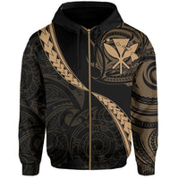 Hawaiian Kanaka Hoodie (Zipper) Mano Kihikihi Gold - Polynesian Pride