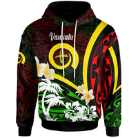 Vanuatu Hoodie Vanuatu Independence Day Annivesary with Plumerian and Polynesian Patterns Hoodie LT10 Green - Polynesian Pride