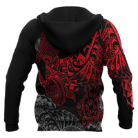 Samoa Polynesian Hoodie Red Turtle Flowing - Polynesian Pride