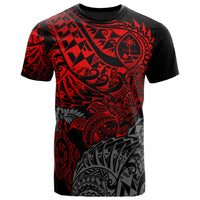 Guam Polynesian T Shirt Guam Coat of Arms Red Turtle Flowing Unisex Red - Polynesian Pride