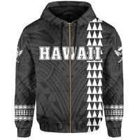Polynesian Islands Warrior Kakau Hawaii Zip Hoodie Gray - Polynesian Pride