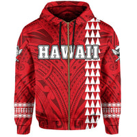 Polynesian Islands Warrior Kakau Hawaii Zip Hoodie Red - Polynesian Pride
