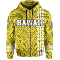 Polynesian Islands Warrior Kakau Hawaii Zip Hoodie Yellow - Polynesian Pride