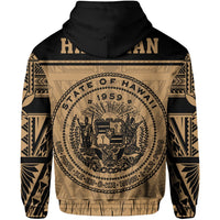 Polynesian Seal of Hawaii Zip Hoodie Gold NRP Style - Polynesian Pride