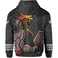 Polynesian Islands Warrior Kakau Hawaii Zip Hoodie Gray - Polynesian Pride