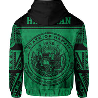 Polynesian Seal of Hawaii Zip Hoodie Green NRP Style - Polynesian Pride