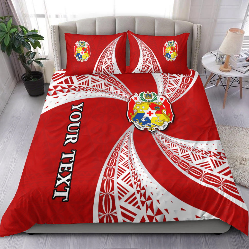 (Custom Personalised) Tonga Distinctive Bedding Set Tongan Tapa Pattern LT13 Red - Polynesian Pride