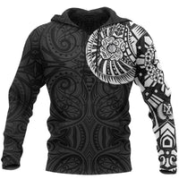 ANZAC New Zealand Hoodie, Maori Poppies Tattoo Pullover Hoodie White Unisex Black - Polynesian Pride