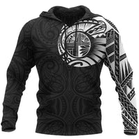 Maori Hoodie, New Zealand Tattoo All Over Print Hoodie Unisex Black - Polynesian Pride