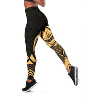 Marquesas Islands Polynesian Leggings - Polynesian Tattoo Gold Version - Polynesian Pride