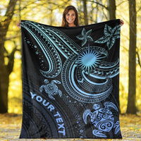 Marshall Islands Custom Personalised Premium Blanket - Blue Turtle - Polynesian Pride