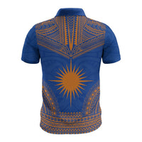 Marshall Islands Polo Shirt Marshall Islands Flag Polynesian Chief Tattoo Flag Version - Polynesian Pride
