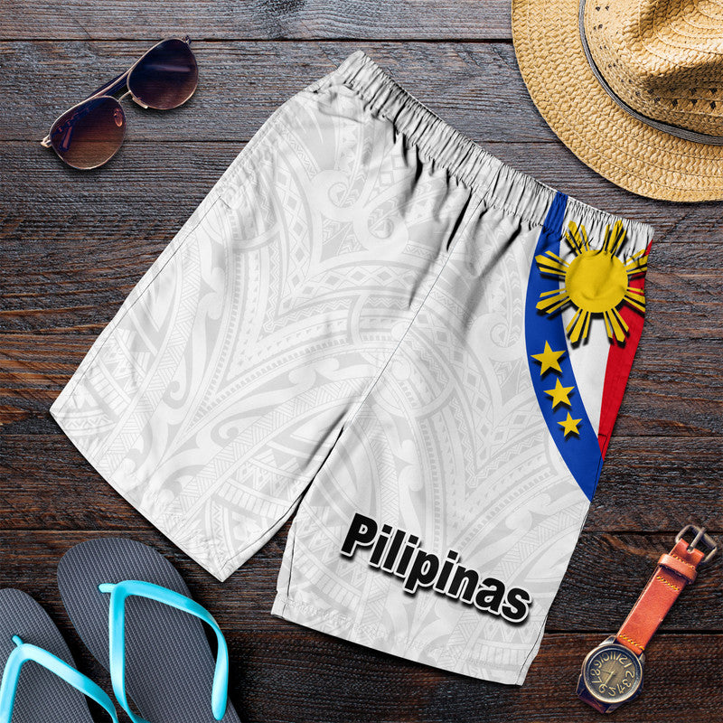 Pilipinas Men Shorts Simple Style - White LT6 White - Polynesian Pride
