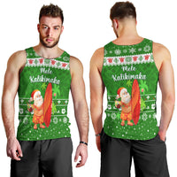 Hawaii Christmas Men Tank Top Santa Claus Surfing Simple Style - Green LT8 - Polynesian Pride