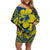 Hibiscus Off Shoulder Short Dress Fiji Patterns Yellow LT6 Women Yellow - Polynesian Pride