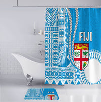 Fiji Bathroom Set Masi Tapa Patterns Blue Style LT6 - Polynesian Pride