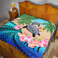 Polynesian Turtle Coconut Tree And Orchids Premium Quilt LT14 - Polynesian Pride