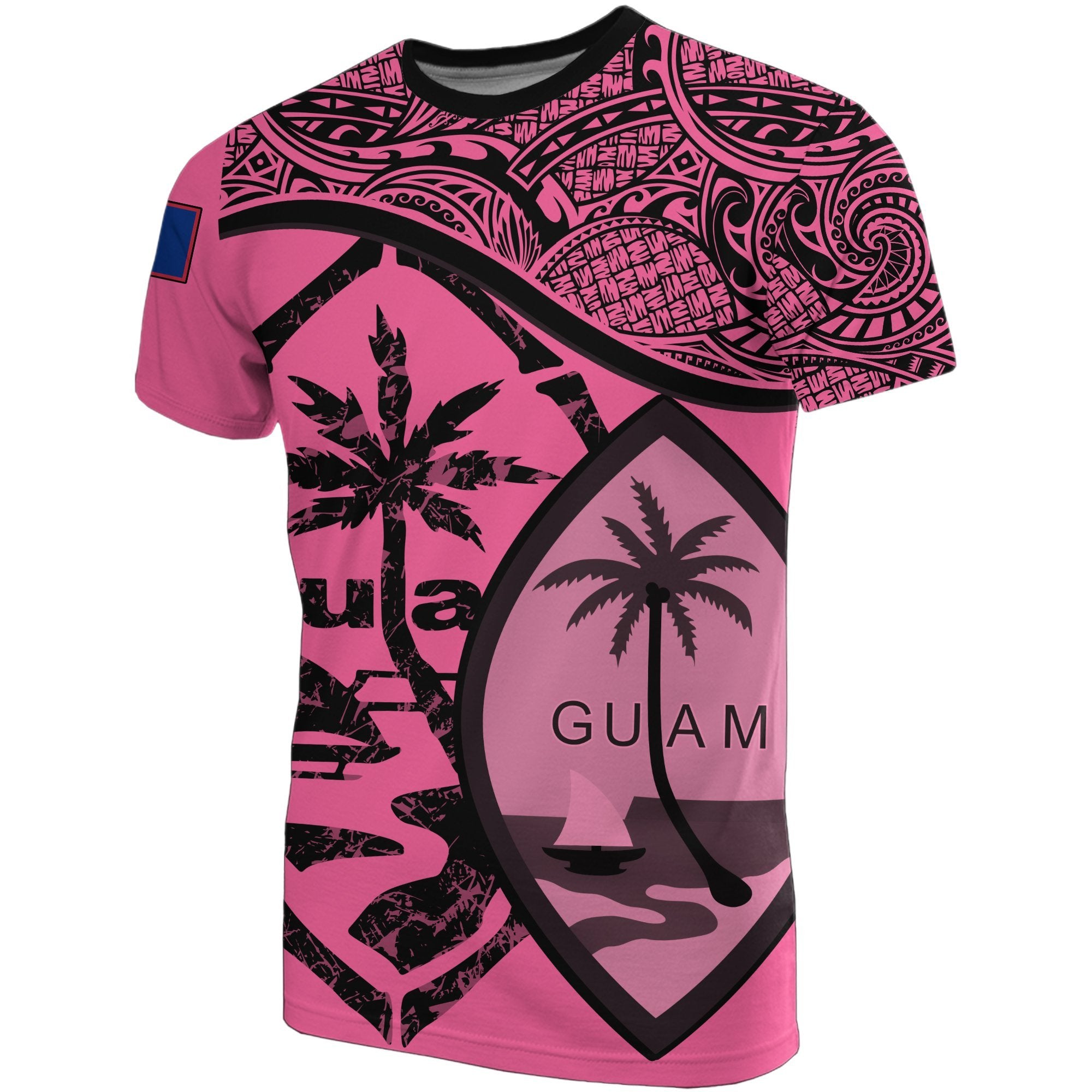 Guam T Shirt Guam Flag Pink A02 Unisex Pink - Polynesian Pride