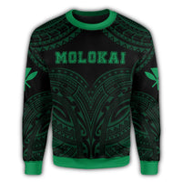Hawaiian Kanaka Map Polynesian Molokai Sweatshirt - Green - Brad Style - AH - Polynesian Pride