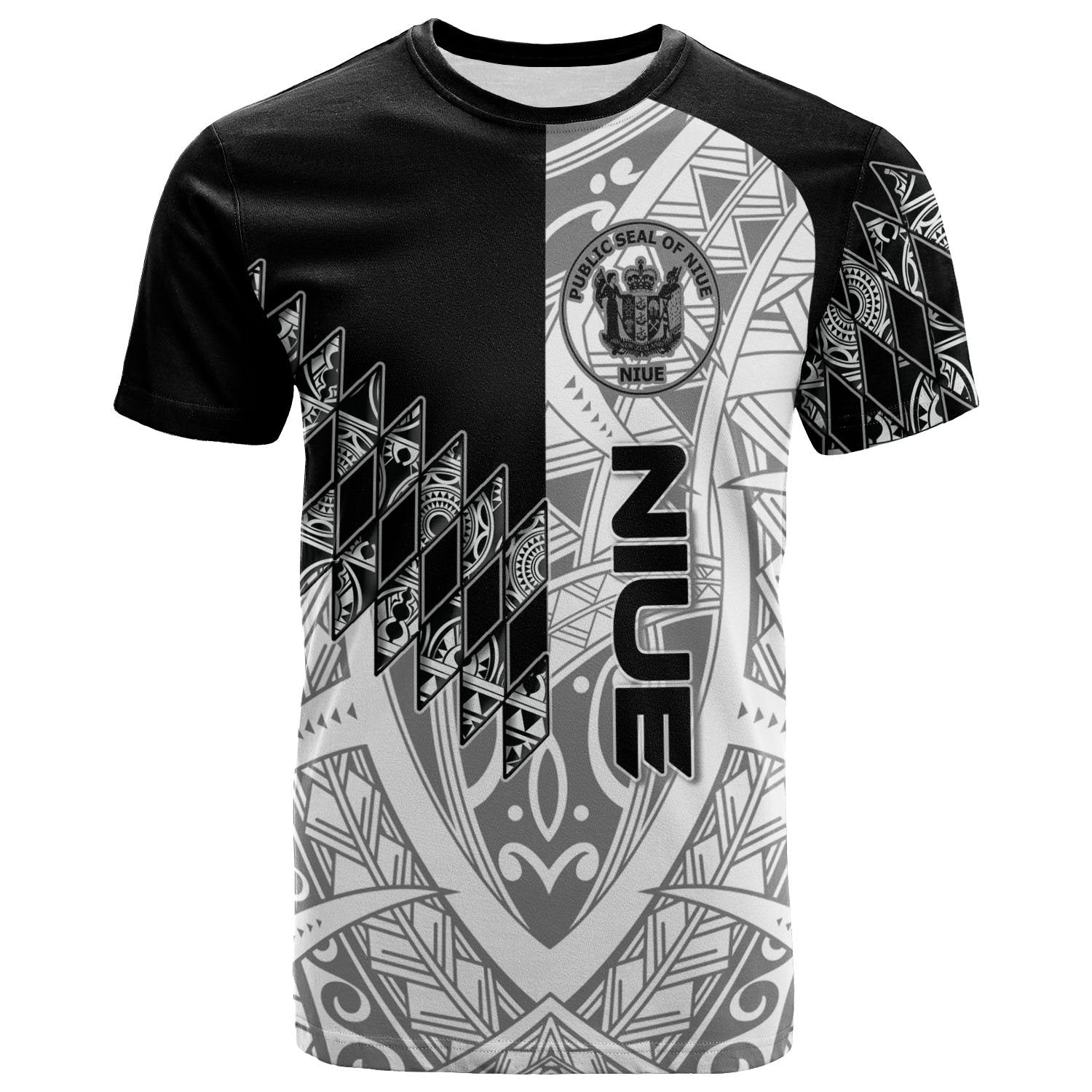 Niue T Shirt Symmetry Style Unisex Black - Polynesian Pride