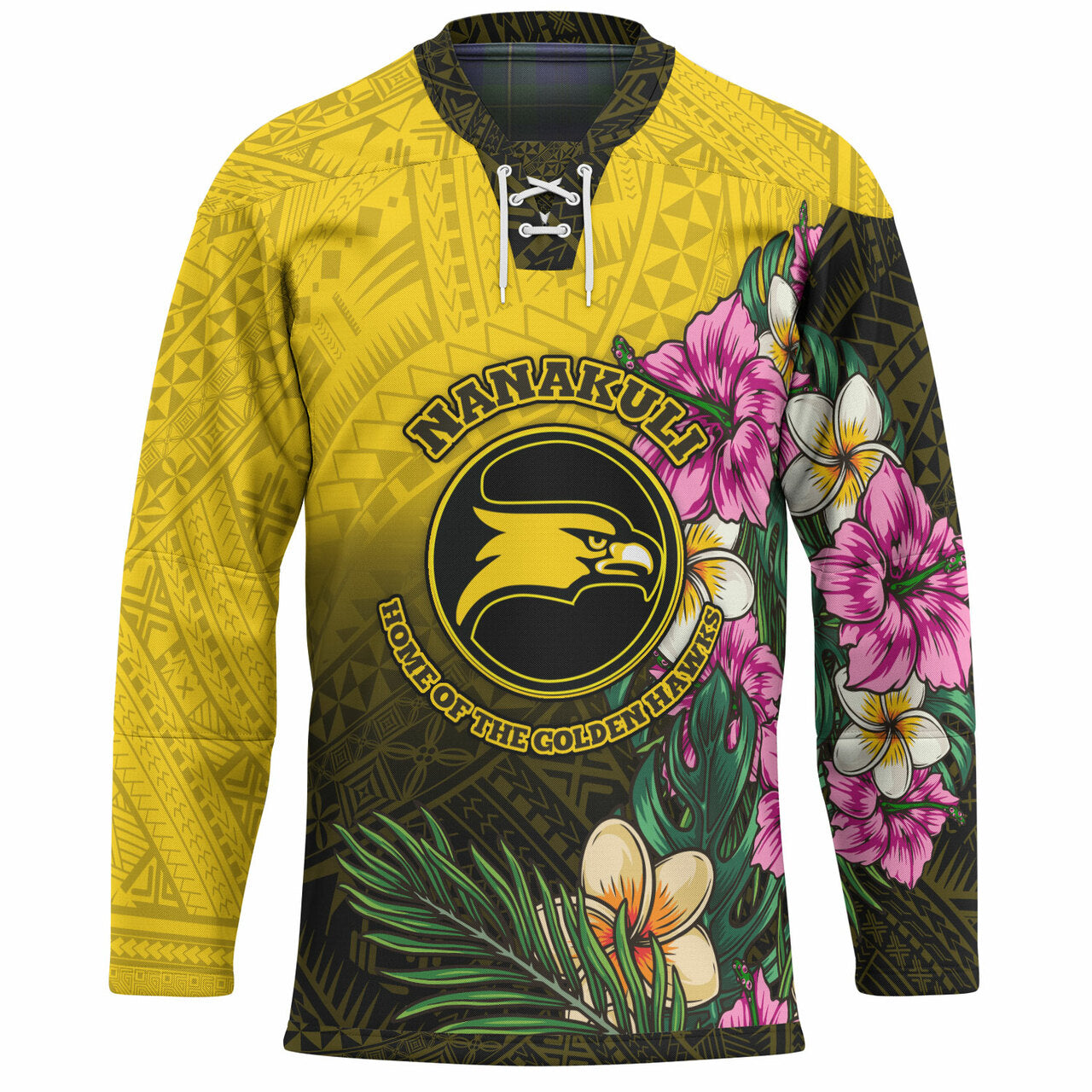 Hawaii Custom Personalised Hockey Jersey - Nanakuli High and Intermediate School Hawaiian Tropical Flowers LT10 Unisex Black - Polynesian Pride