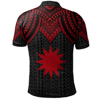 Nauru Custom Polo Shirt Polynesian Armor Style Red - Polynesian Pride